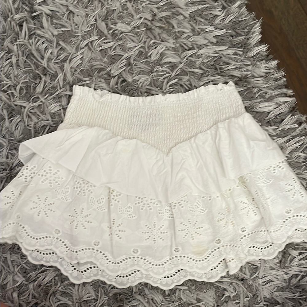White Katie J NYC Eyelet Ruffle Skirt